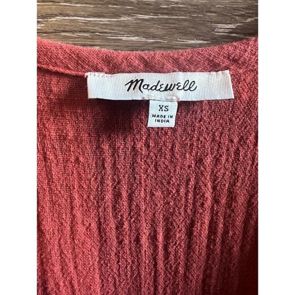 Madewell Dress Maxi Long Size XS Orange Fall V Neck Boho Ballon Sleeves - Picture 4 of 6